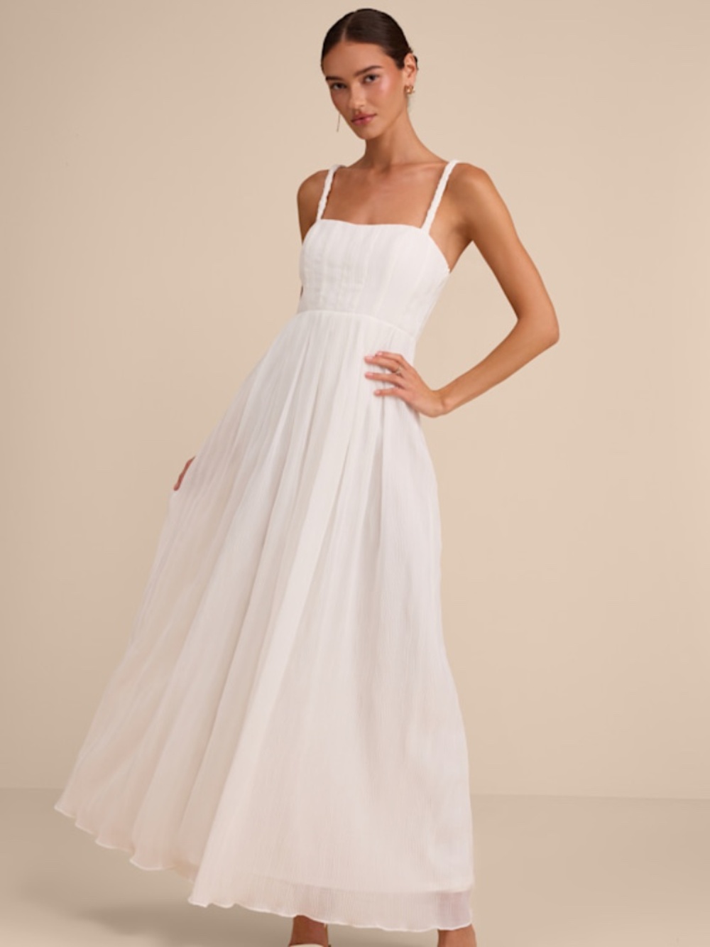 Lulus Alana White Textured Sleeveless Maxi Dress - Size XL
